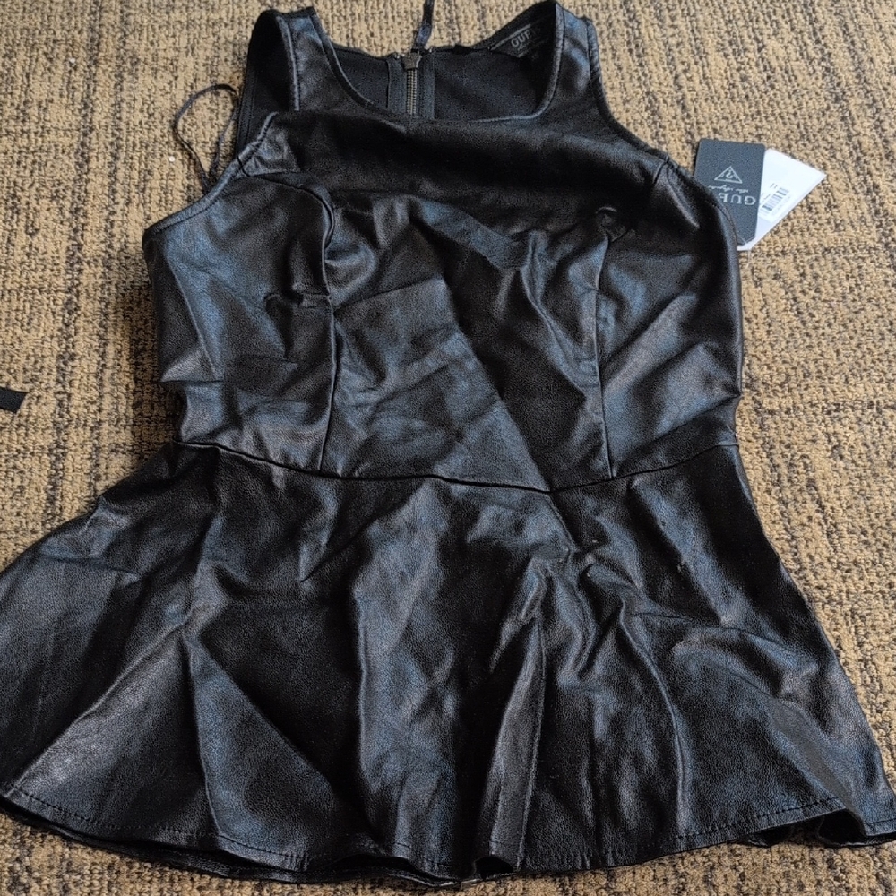 Guess Black Sleeveless Peplum Top